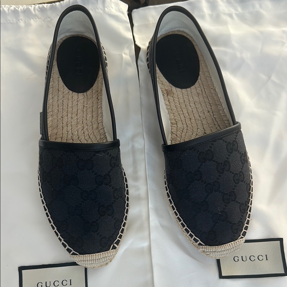 Gucci Navy Monogram Espadrilles